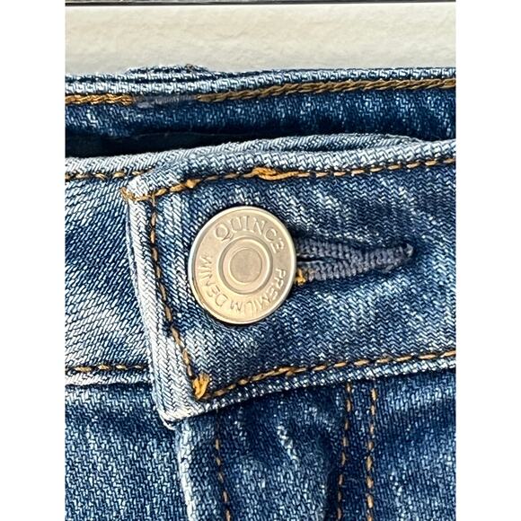 Quince Jeans Womens 29 Blue Denim Bella Stretch Wide Leg Medium Wash High Rise - Picture 3 of 9